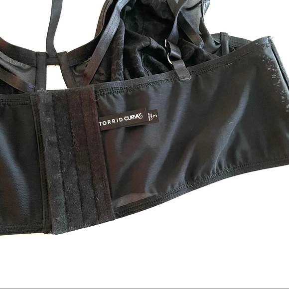 ❌SOLD Torrid Black Lace & Mesh Harness Lightly Lined Longline Underwire Bralette - Picture 11 of 16